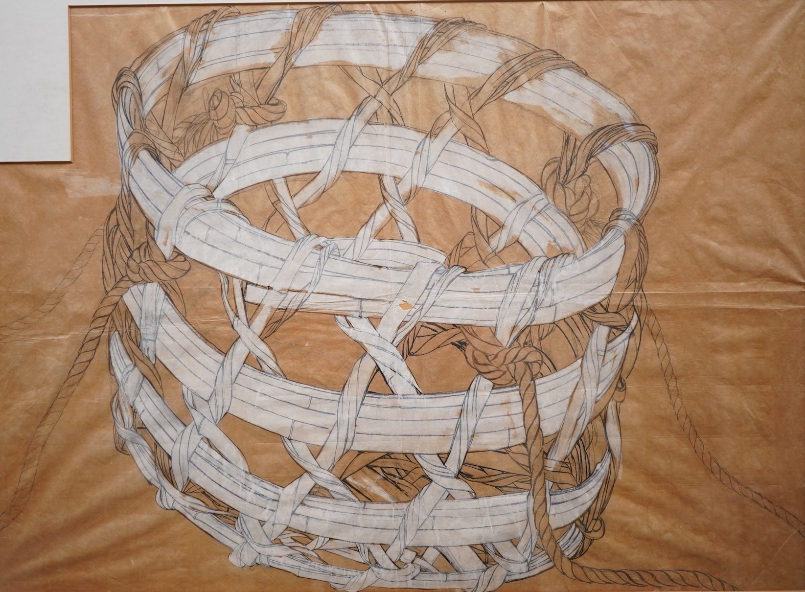 20th century school, study of a basket, unsigned, heightened mixed media, 53 x 73cm